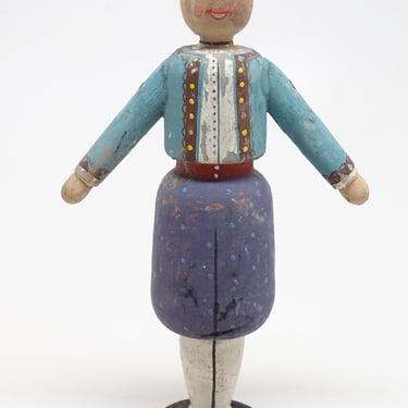 Antique German Wooden Boy Pedrillo in Costume, Vintage Hand Painted Toy Doll from Mozart's Opera, Erzgebirge Germany 