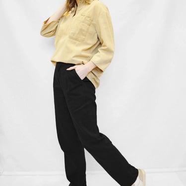 Herringbone French Work Pants Black - Straight Leg Trousers - Relaxed & Soft Worn In Cotton - Various Sizes 