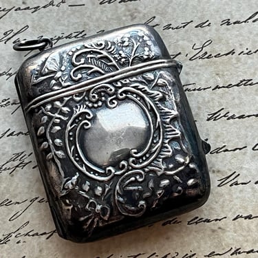 victorian sterling double frame repousse match safe chatelaine locket 