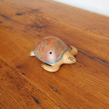 Vintage Turtle Pottery Ocarina Whistle Clay Flute 4 Hole 