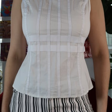 Vintage White Bodice Sleeveless Top