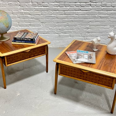 Mid Century Modern Walnut + Oak END TABLES by Lane Perception 