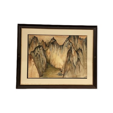 Free Shipping Within Continental US -  Nicki Looney Canyon Watercolor Painting, Framed 