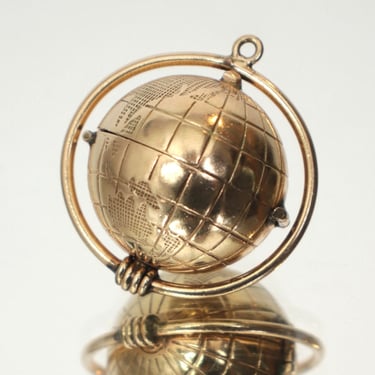 14K Gold Globe Locket Charm