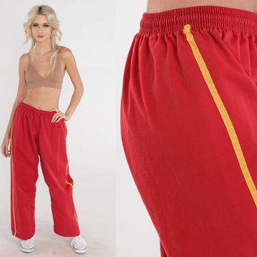 90s Karate Pants Track Pants Red Jogging Pants Warmup Track Suit Streetwear Athletic Sports Gym Jogging Retro Vintage 1990s Small Medium 