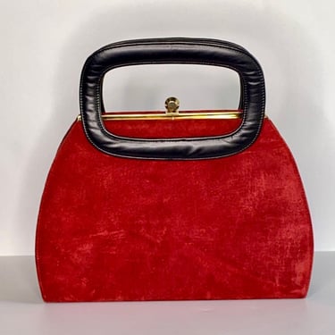 Vintage red ultra suede handbag by Mar-Shel 