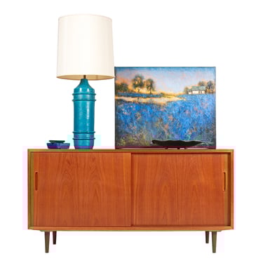55” Apartment-Sized Danish Modern Sideboard | Media Cabinet in Teak