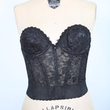 Vintage Black Floral Lace Bustier Bra Lingerie Streetwear Festival Coachella Concert Summer 