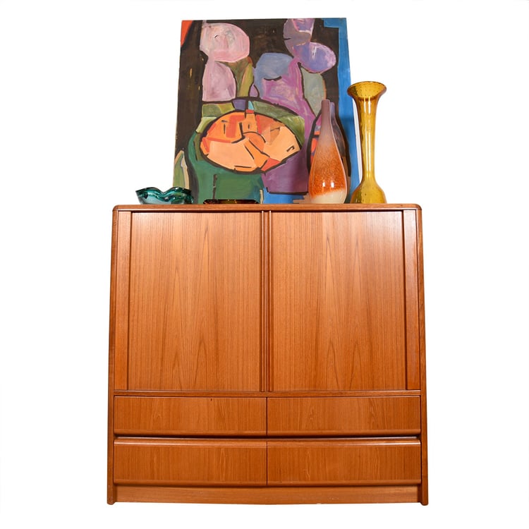 Danish Modern Teak Gentleman&#8217;s Chest | Dresser w: Tambour Doors