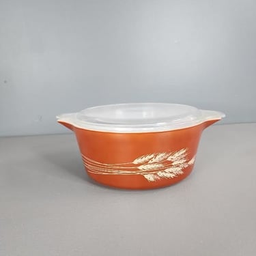 Pyrex 475 B Bowl With Lid Autumn Harvest Wheat 