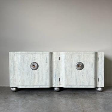 Vintage Faux - Marble Lacquered Credenza 