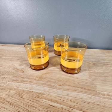 Vintage Libbey Yellow Glasses Tumblers Set of 4 