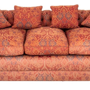 Paisley Upholstered Buttoned Chesterfield Sofa