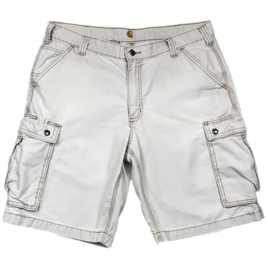 Vintage Y2K Carhartt White Baggy Wide Leg Cargo Work Shorts Size W36 