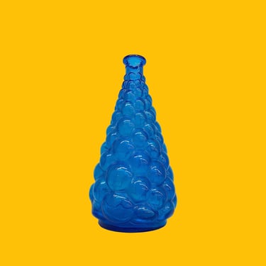 Vintage Empoli Vase Retro 1960s Mid Century Modern + Italian + Blue + Art Glass + Bubble Design + Genie Bottle + MCM Home Decor + Decoration 