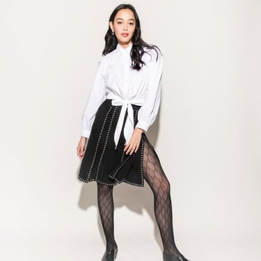 MICHAEL KORS COLLECTION Black Grommet Pleat Mini Skirt (Sz. 0)