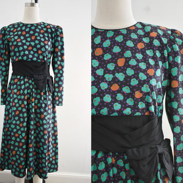 1980s Act I Floral Midi Dress 