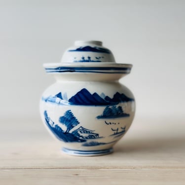 Vintage Hand Painted Chinese Pickling Jar 7.5 Inches Tall 