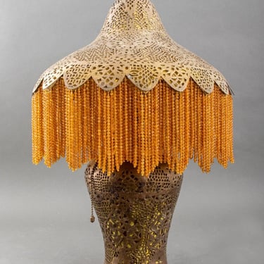 Syrian Pierced Brass Table Lamp, ca. 1920