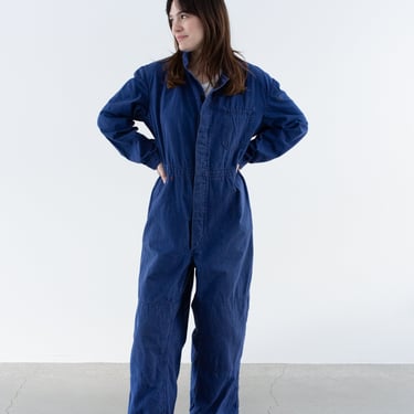 Vintage Navy Blue Jumpsuit | Unisex Cotton Coverall Mechanic Suit Boilersuit Onesie | L | BC015 