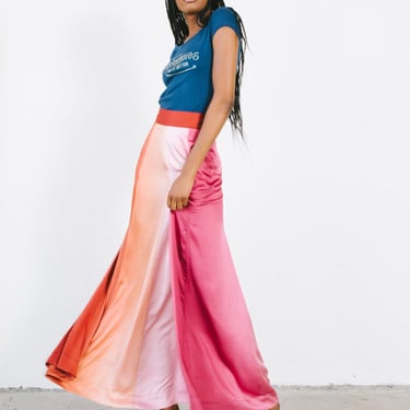 Ombre Paneled Satin Maxi Skirt