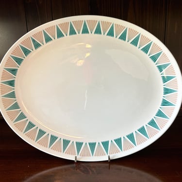 Zodiac by Myott Staffordshire China-Lyke Art Deco Fan Pattern Oval Platter; Myotts China-Lyke Zodiac Pattern; Myott Art Deco Geometric 