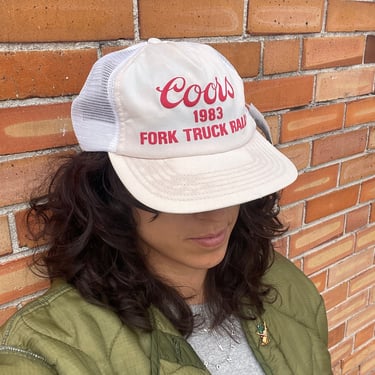 vintage 80s white coors truck rally trucker hat ball cap 