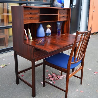 Quality Rosewood Secretary w/ 8 Drawers & Matching Chair by Torbjorn Afdal
