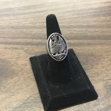 Sterling silver eagle ring with stars 