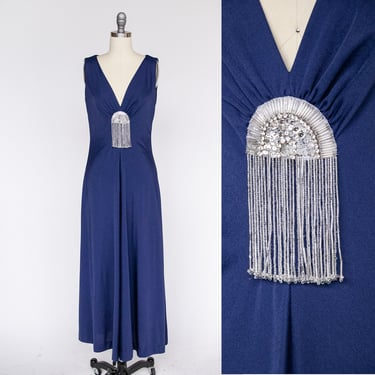 1970s Maxi Dress Beaded Gown Lilli Diamond S 