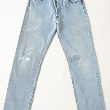 Vintage Levi's Light Wash Jeans With Paint Splatter