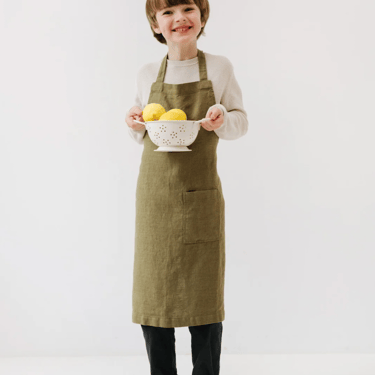 Linen Tales Kids Pinafore Apron | Martini Olive