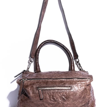 GIVENCHY Brown Large Pandora Bag with Silver Hardware