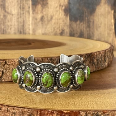 Detailed Lizard Native American Navajo Royston Turquoise Sterling Silver Bracelet
