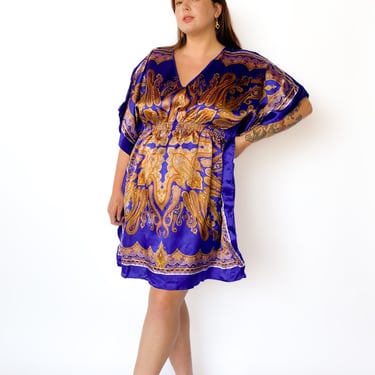 Y2K Royal Blue Paisley Caftan, sz. 2XL-4XL