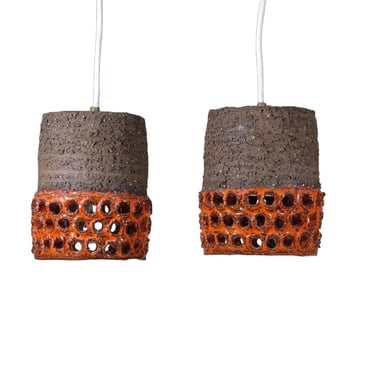 Pair of Hanging Ceramic Pendant Lamps
