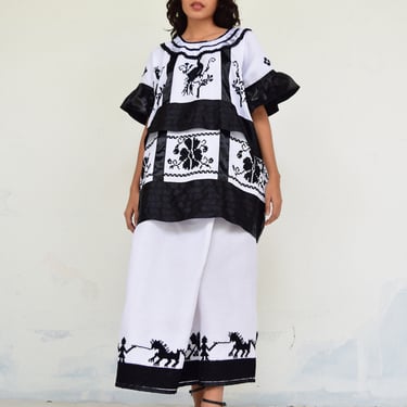 Hand Embroidered Mazatec Huipil. Mexican Dress. 