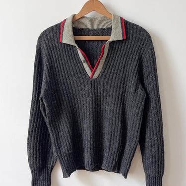 50s Wool Grandpa Polo Knit 