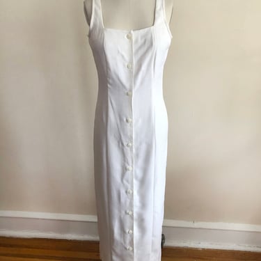 Sleeveless White Button Down Maxi-Dress - 1990s 