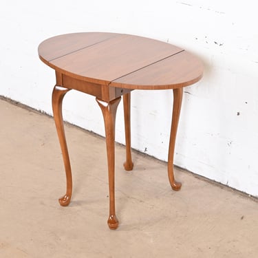 Baker Furniture Queen Anne Solid Walnut Petite Drop Leaf Tea Table, Newly Refinished