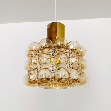 1 of 2 Large Mid-Century Modern Bubble Glass Pendant Lamps by Helena Tynell for Glashütte Limburg | 1960s 