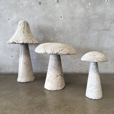 Trio of Hypertufa Mushrooms
