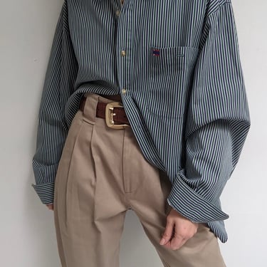 90s Pine & Navy Striped Shirt