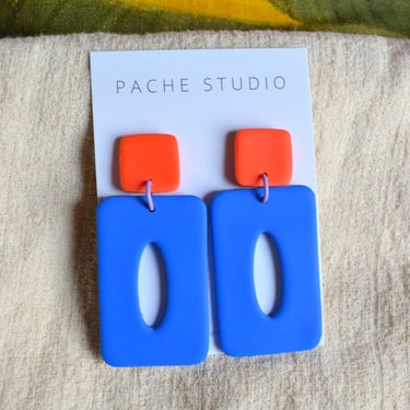 Color block rectangle hoop earrings 