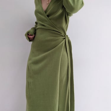 Vintage Lime Knit Wrap Dress