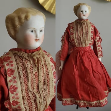 Antique Bisque Doll with Blonde Flat Top Hairstyle - Antique German Dolls - Collectible Dolls - 14