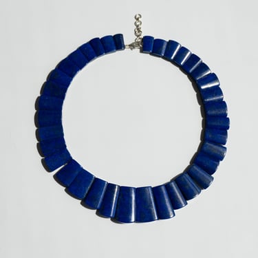 Lapis Carved Bead Necklace