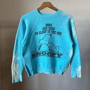 Small, 1960s Snoopy Mayo Spruce Cotton Sweatshirt, Blue, As is 