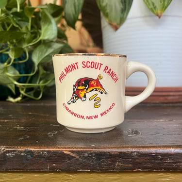 Vintage 1960s 1970s Philmont Scout Ranch Ceramic Mug, Boy Scouts of America 