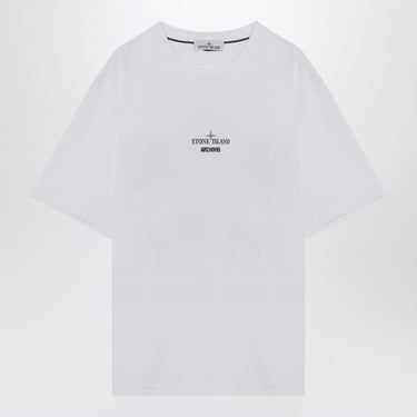 Stone Island White T-Shirt With Logo Prints Men